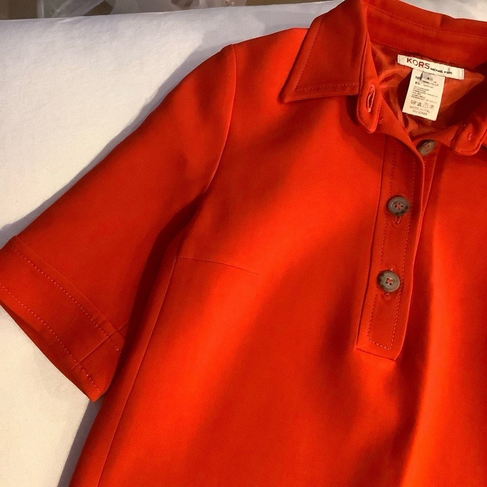 KORS Michael Kors Womens Orange Polo Dress Size 4 Short Sleeve Wool Spandex - Picture 4 of 8